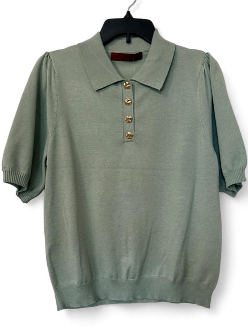 Scarlett Mint Green Short-Sleeve Polo Button-Front Top